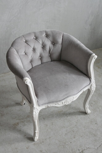 楽天市場】ソファチェア ホワイト & ライトグレー ベルベット Classic