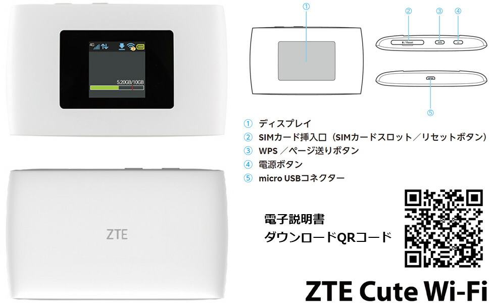 楽天市場】ZTE Cute ポケットwifi モバイルルーター 車 wifi ルーター