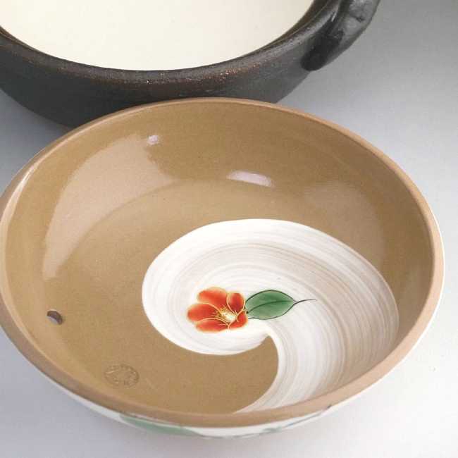 京焼 手描白刷毛椿画酒器揃 京焼 手描白刷毛椿画 酒器揃 京焼 手描白