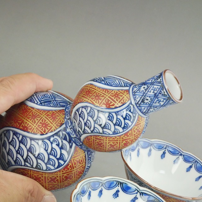 金彩捻祥瑞酒器揃え 春晃 - 京焼清水焼 松韻堂