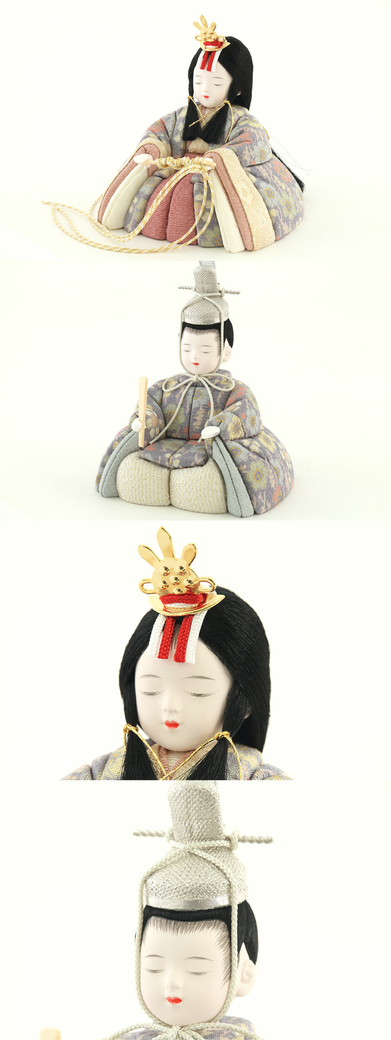 雛人形 一秀作☆木目込平飾り【P87408】 桜色の屏風とコロンとした