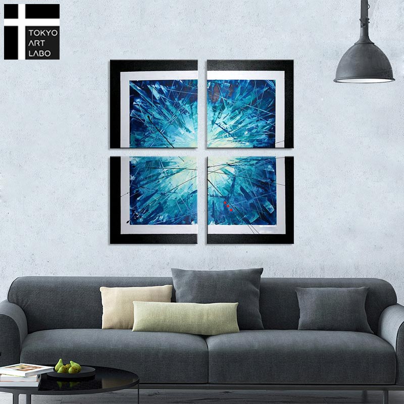 楽天市場】油絵 【青の抽象】絵画 おしゃれ 壁掛け インテリア アート
