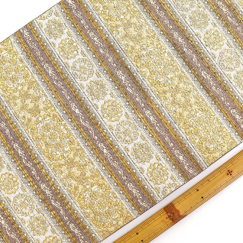 中古】 袋帯 正絹 箔屋清兵衛 西陣織 金 段々柄 長さ448cm 幅31cm