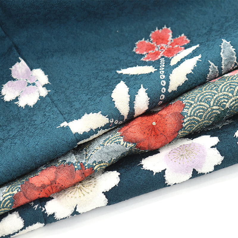 中古】 訪問着 袷 レディース 正絹 青緑 辻が花 道長取り 身丈157.5cm