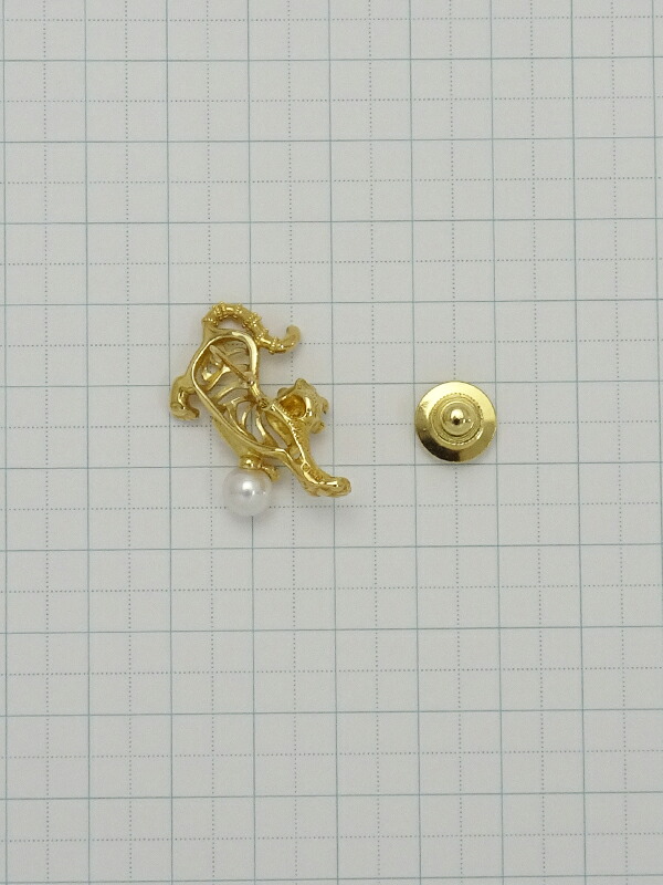 MIKIMOTO】ミキモト『K18YG タイガーモチーフ ピンブローチ 虎 トラ』1