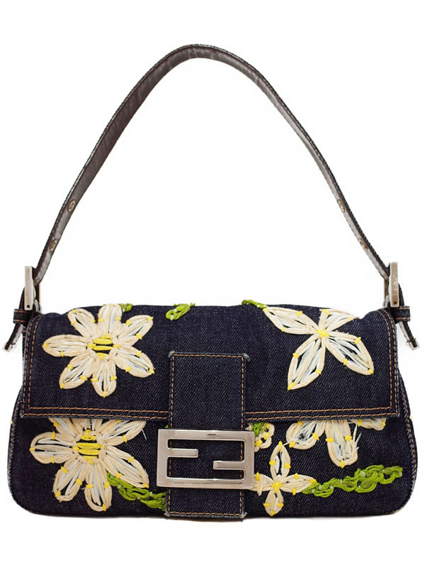 FENDI】【花柄】【刺繍】フェンディ『フラワーデニム バケットバッグ
