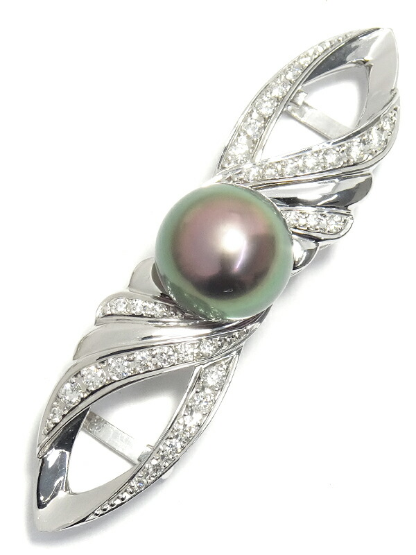 MIKIMOTO】ミキモト『K18WG 帯留め パール11.7mm ダイヤ0.43ct』1週間