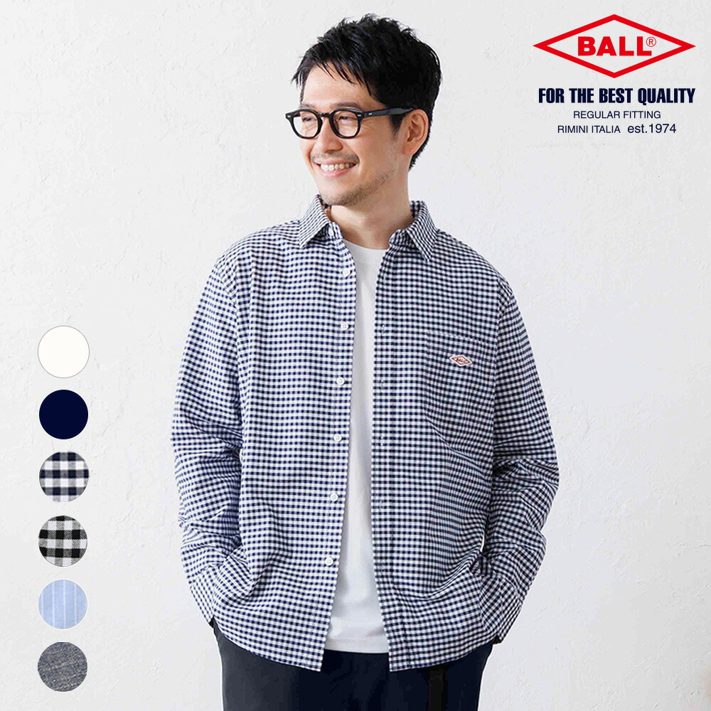 楽天市場】レギュラーカラーシャツ メンズ 長袖 オックスフォード BALL
