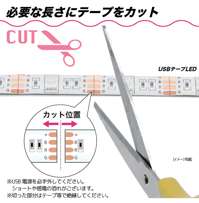 BPS USB高輝度LEDテープライト1m RGBWカラー 16色 SMD5050 30leds
