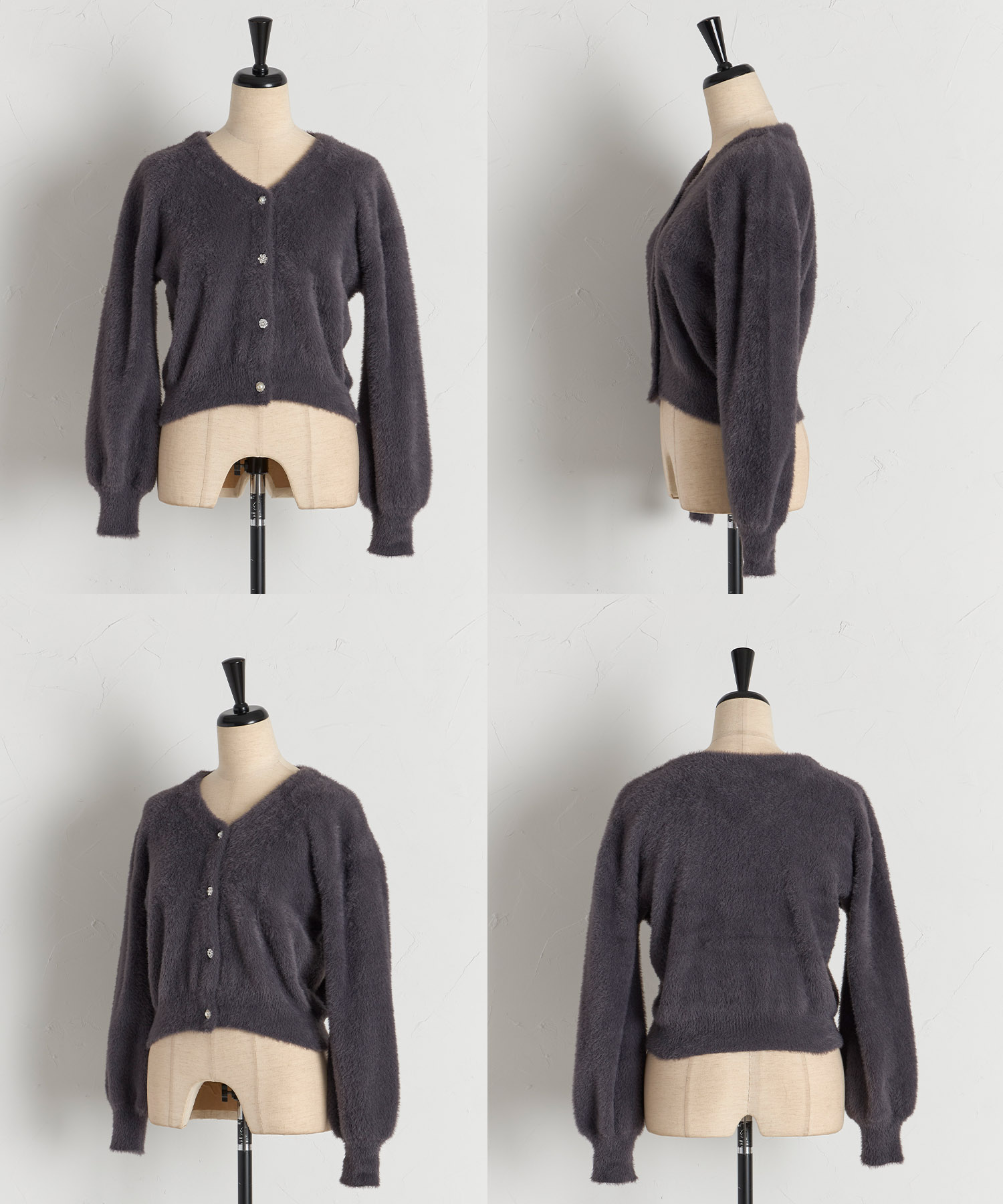 多種ビジュー釦シャギーニットカーディガン≪Shaggy and Fur Collection≫