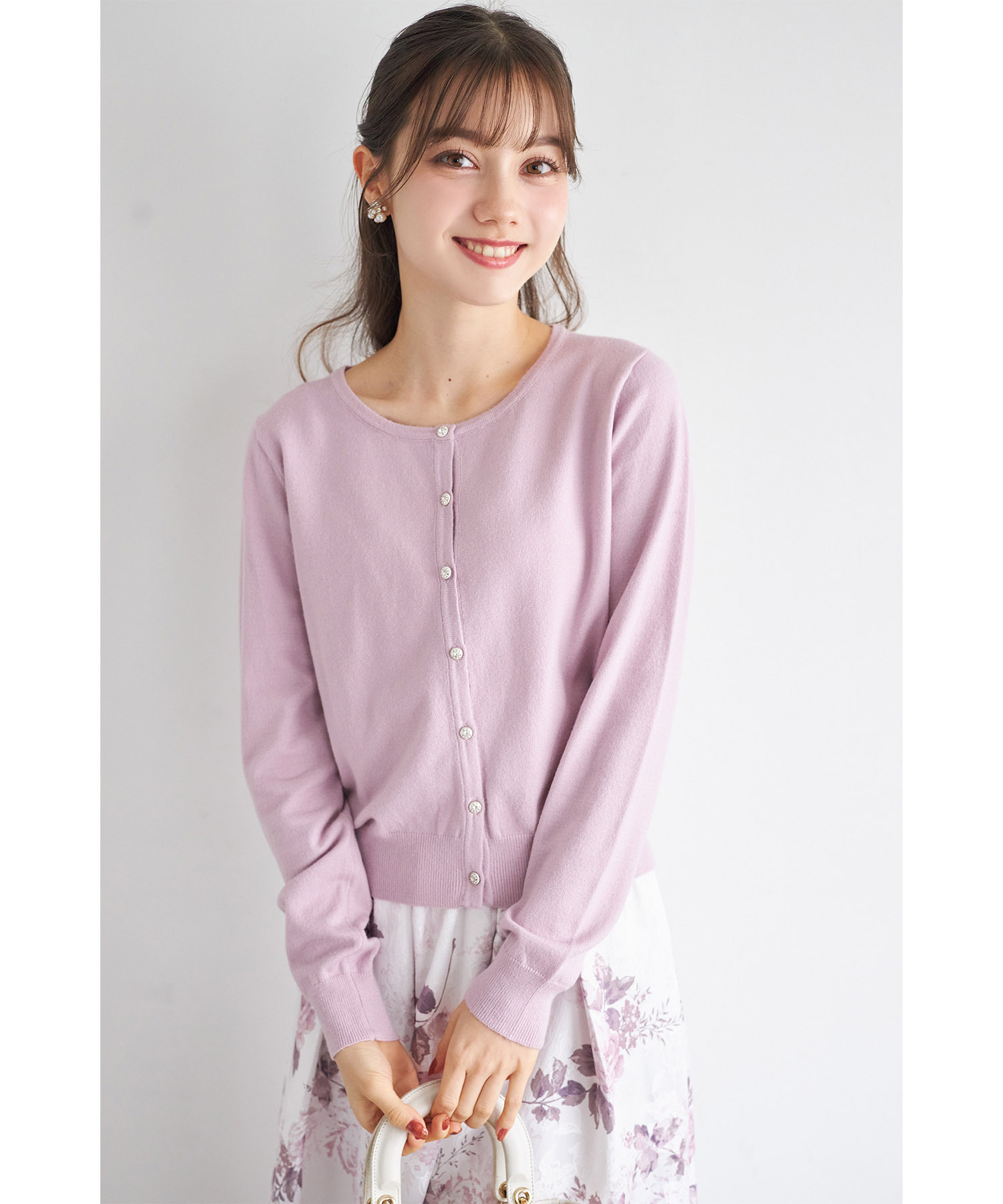 しっとり保湿シアバター加工＆ハンドウォッシュ♪ビジュー釦ニット