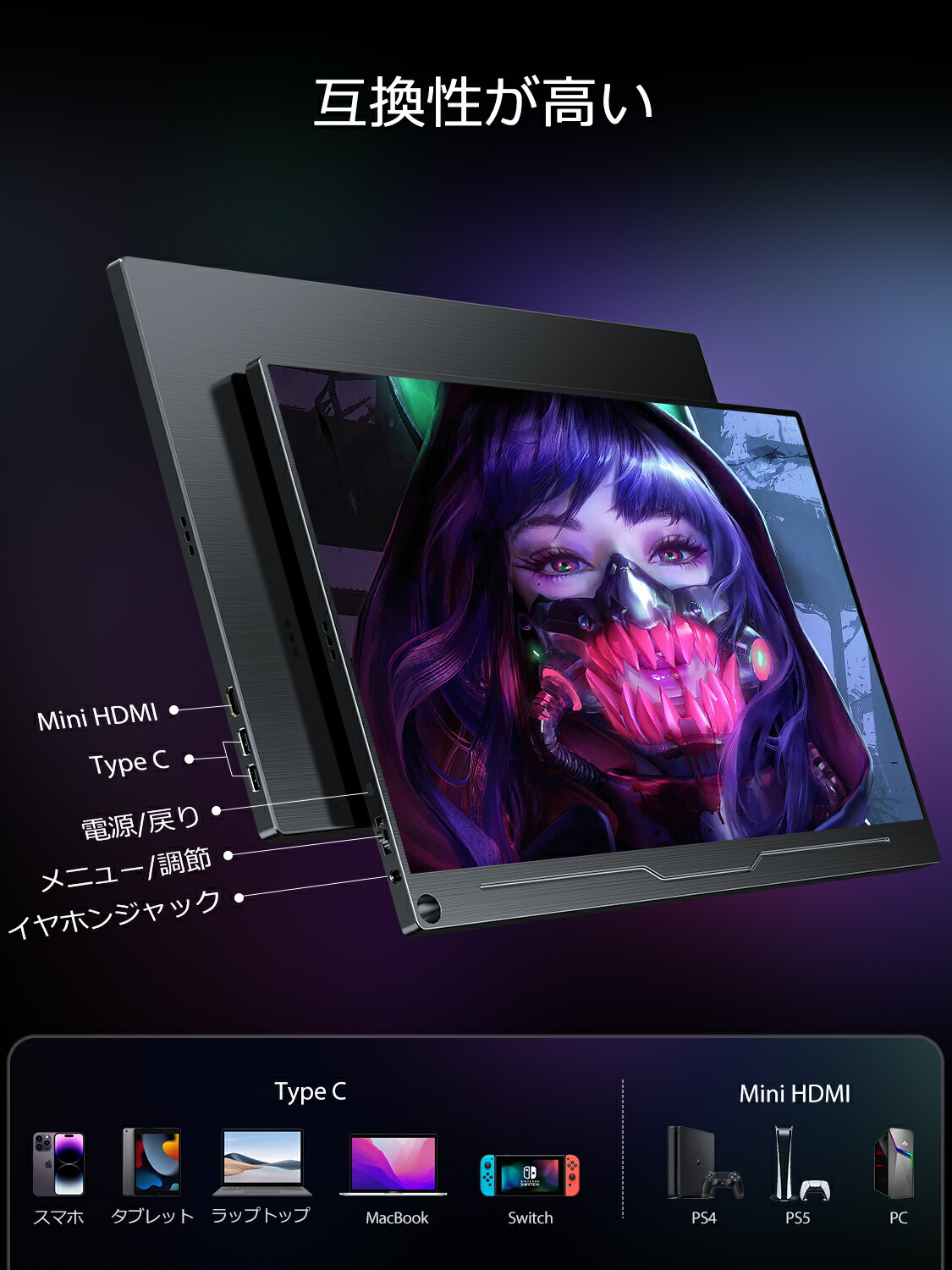 楽天市場】＼120Hz／ゲーミングモニター モバイルモニター 18.5インチ