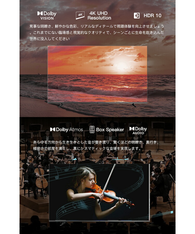 楽天市場】FPD チューナーレステレビ 50V型 4K Google TV ネット動画