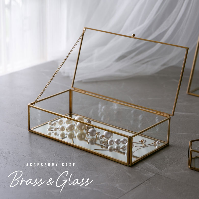 楽天市場】ガラスと真鍮でできた ジュエリーボックス ガラスボックス