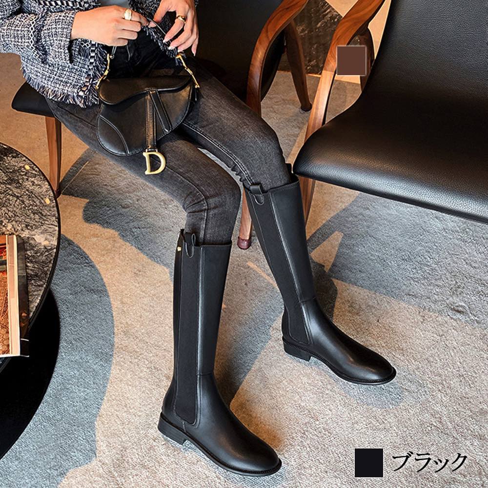 楽天市場】ロングブーツ レディース サイドゴアロングブーツ レザー