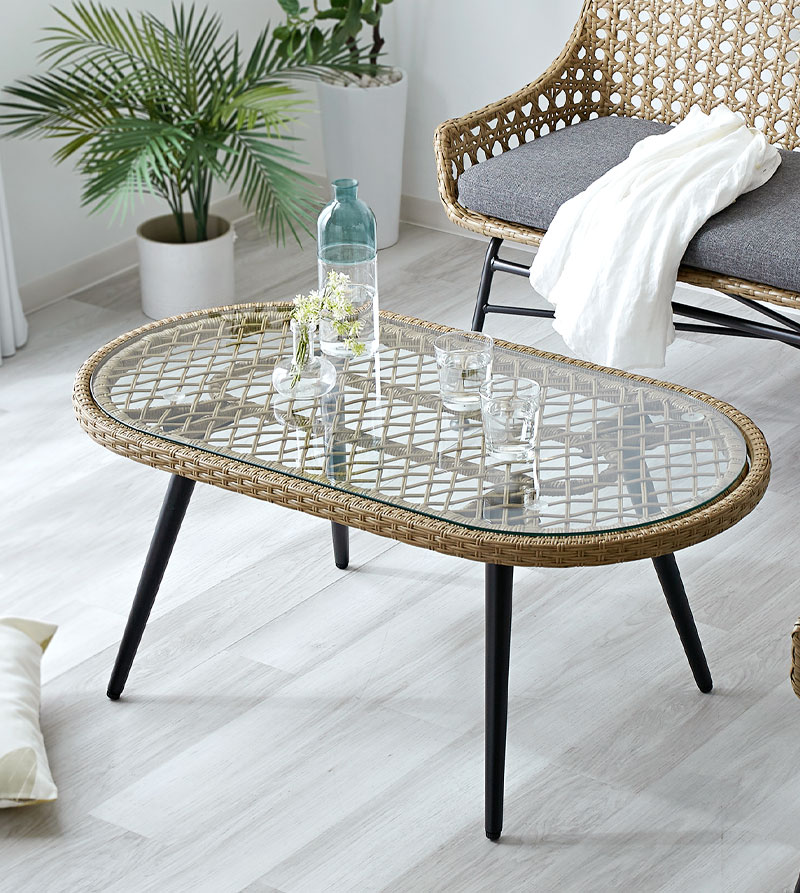 ラタン調 センターテーブル 幅105cm リゾネア｜ユニットシェルフ 家具