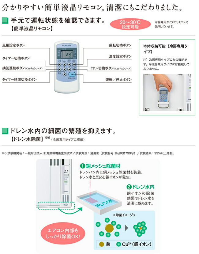 楽天市場】【あす楽】CORONA コロナ ウインドエアコン 冷房専用CW-1619