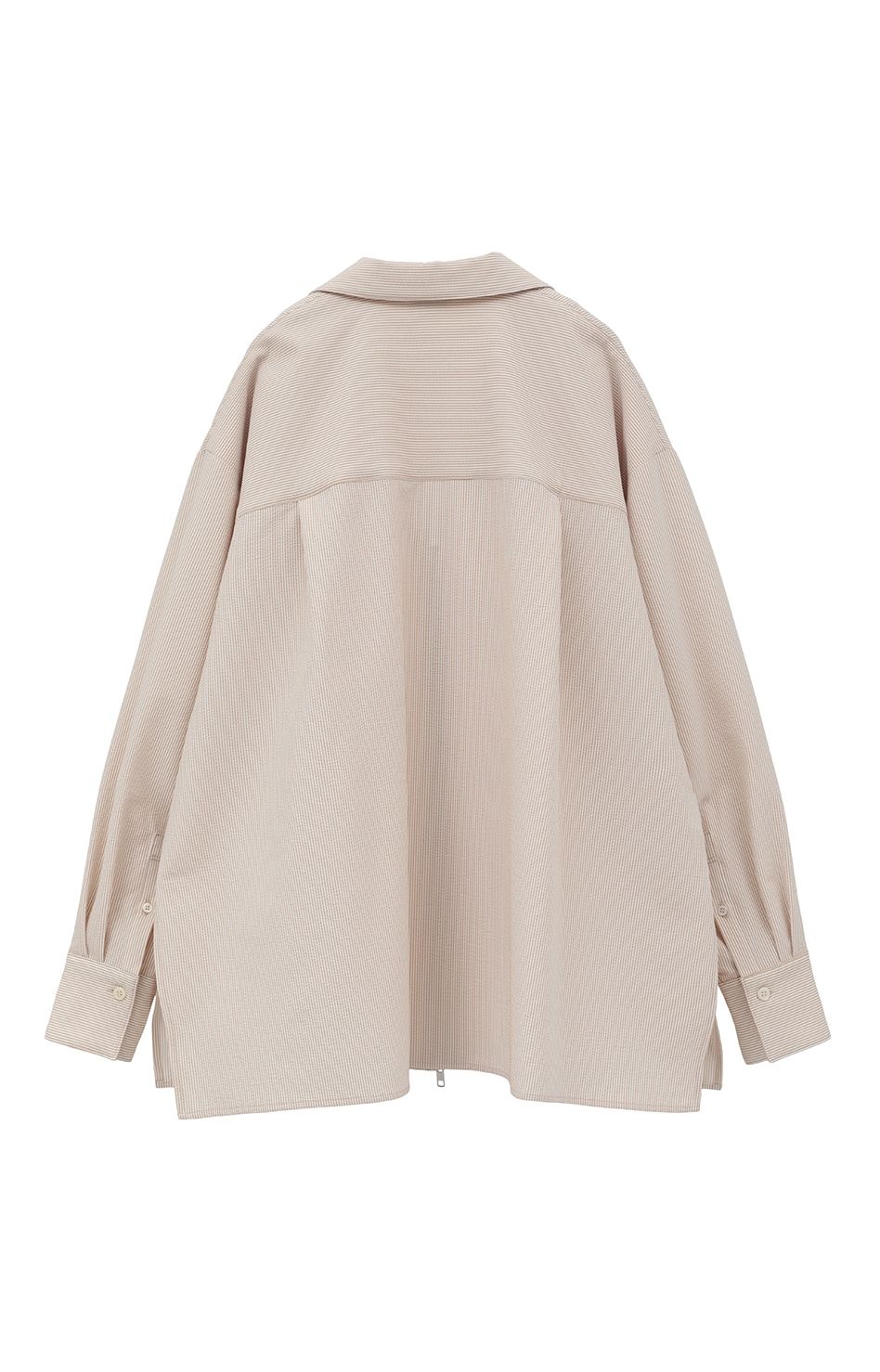 CLANE - サッカーストライプ ジップシャツ - SUCKER STRIPE ZIP SHIRT