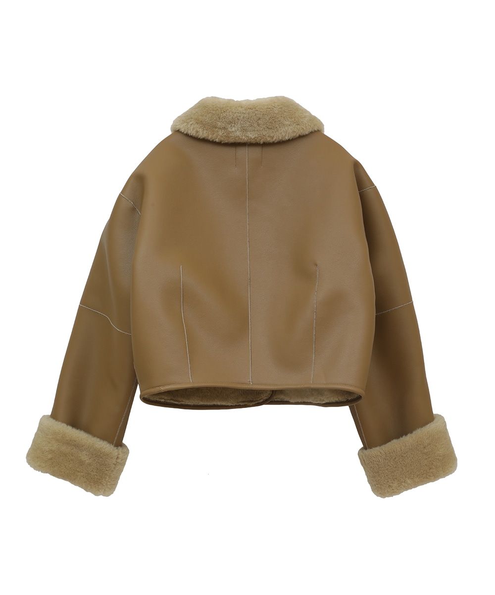 CLANE - レザーショートコート - VEGAN LEATHER BOA SHORT JACKET