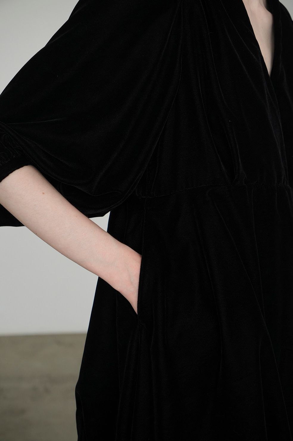 CLANE - ベロアミニワンピース - VELOR BALLOON MINI ONEPIECE - BLACK