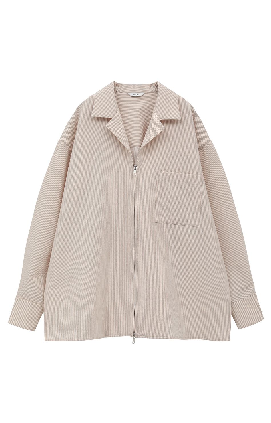 CLANE - サッカーストライプ ジップシャツ - SUCKER STRIPE ZIP SHIRT