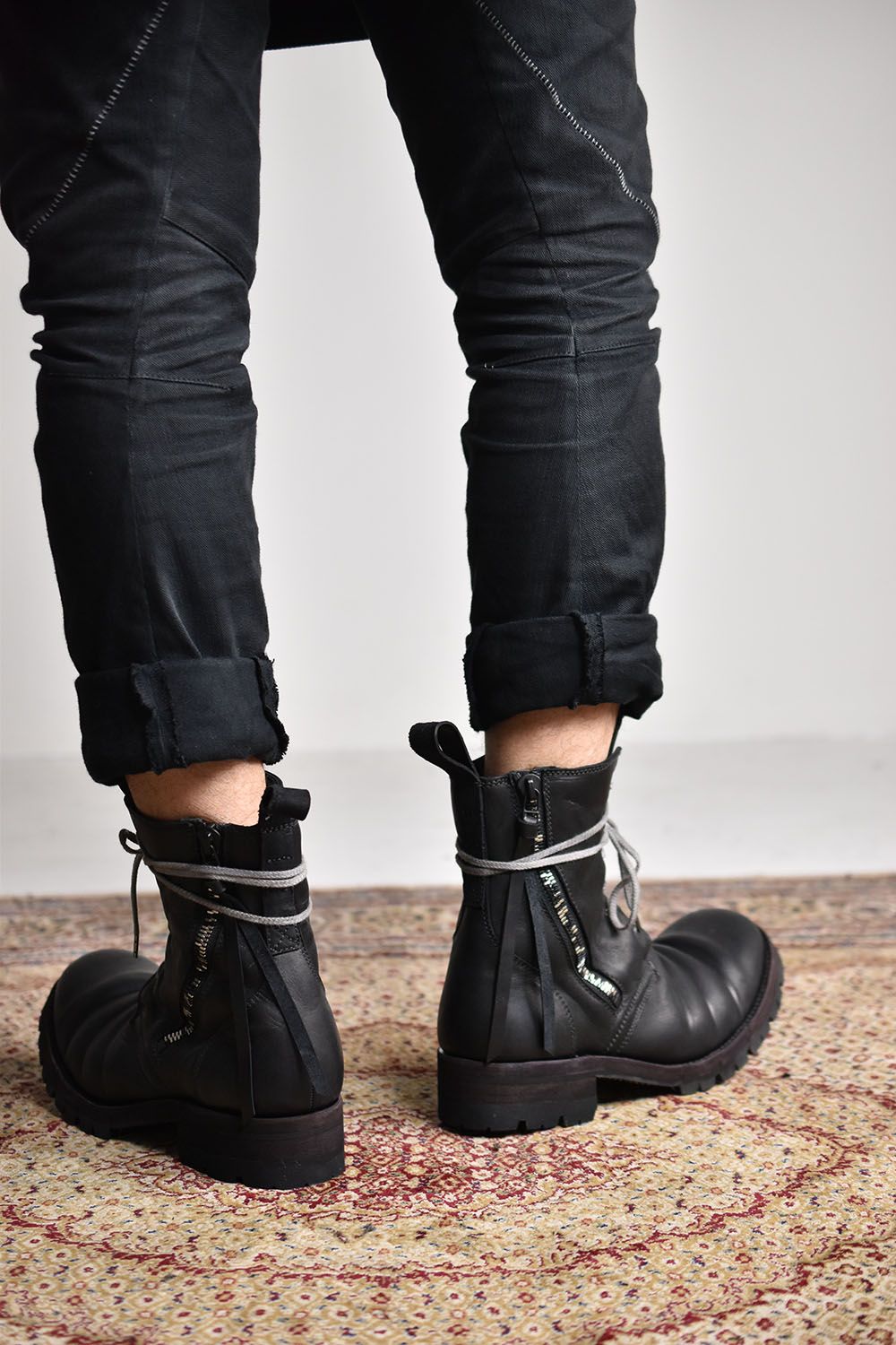 D.HYGEN - Horse Leather Lace Up Combat Boots