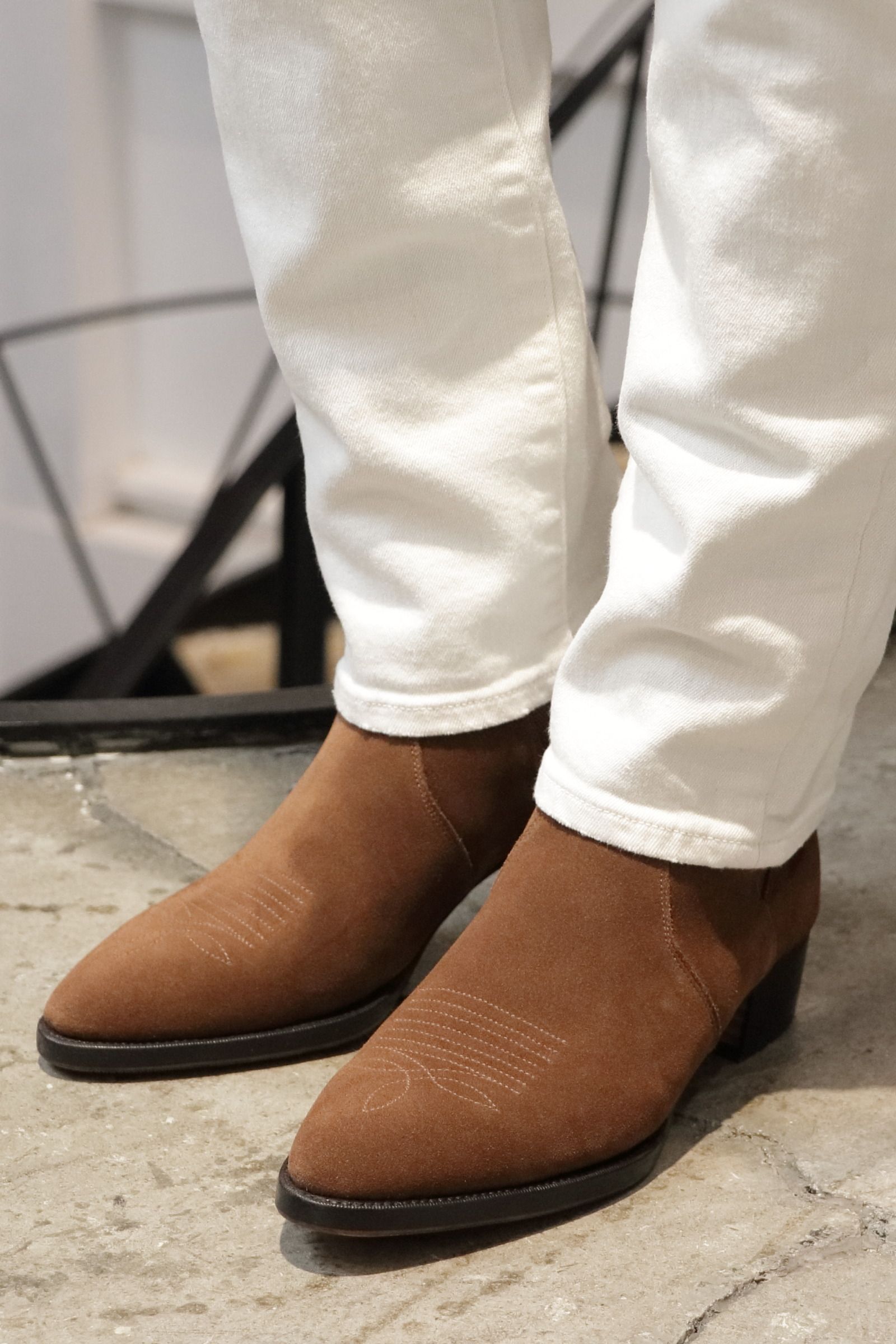 WH - ウォタープルーフ スエード サイドゴア ウエスタン ブーツ