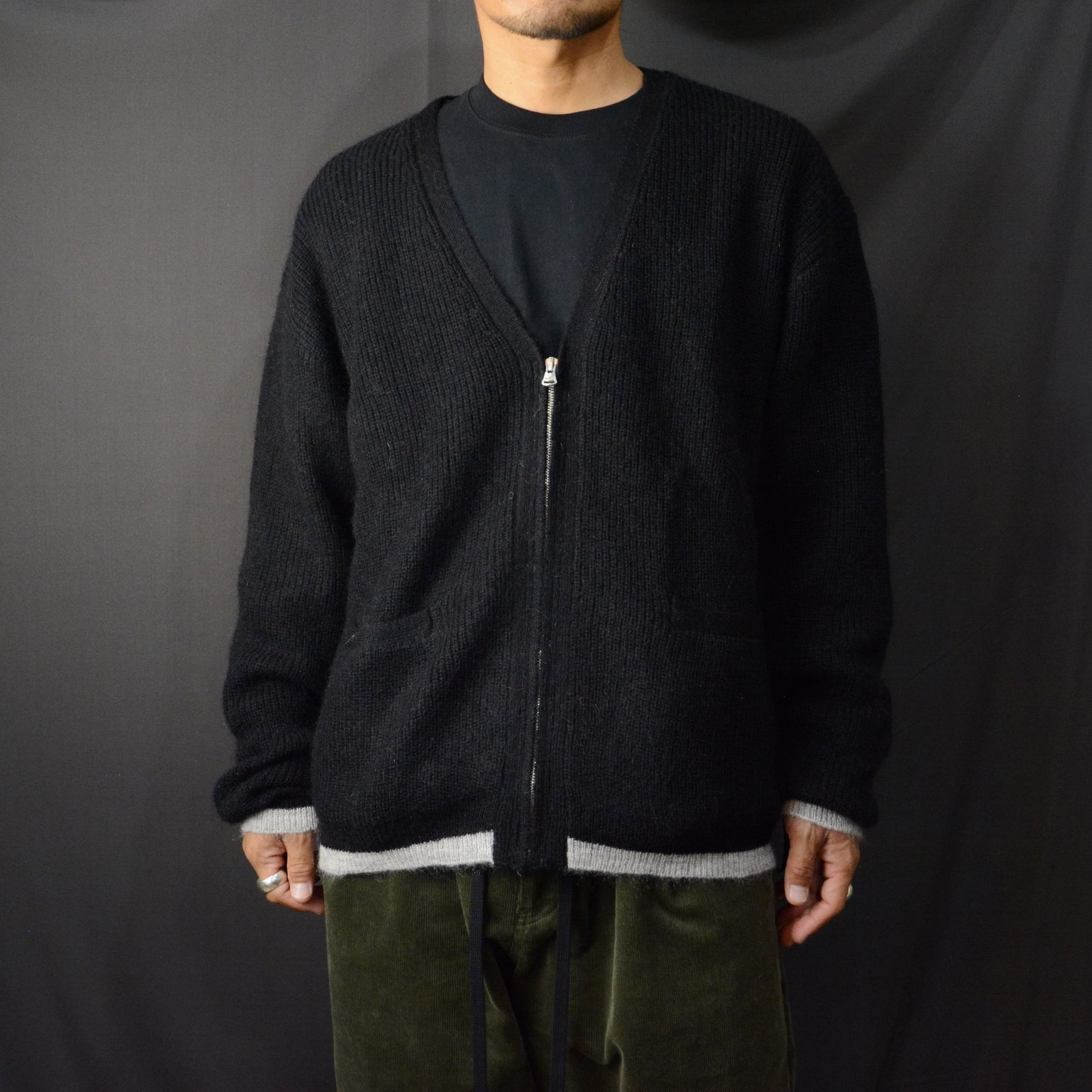 ISAMU KATAYAMA BACKLASH - モヘアニット ジップカーディガン （BLACK
