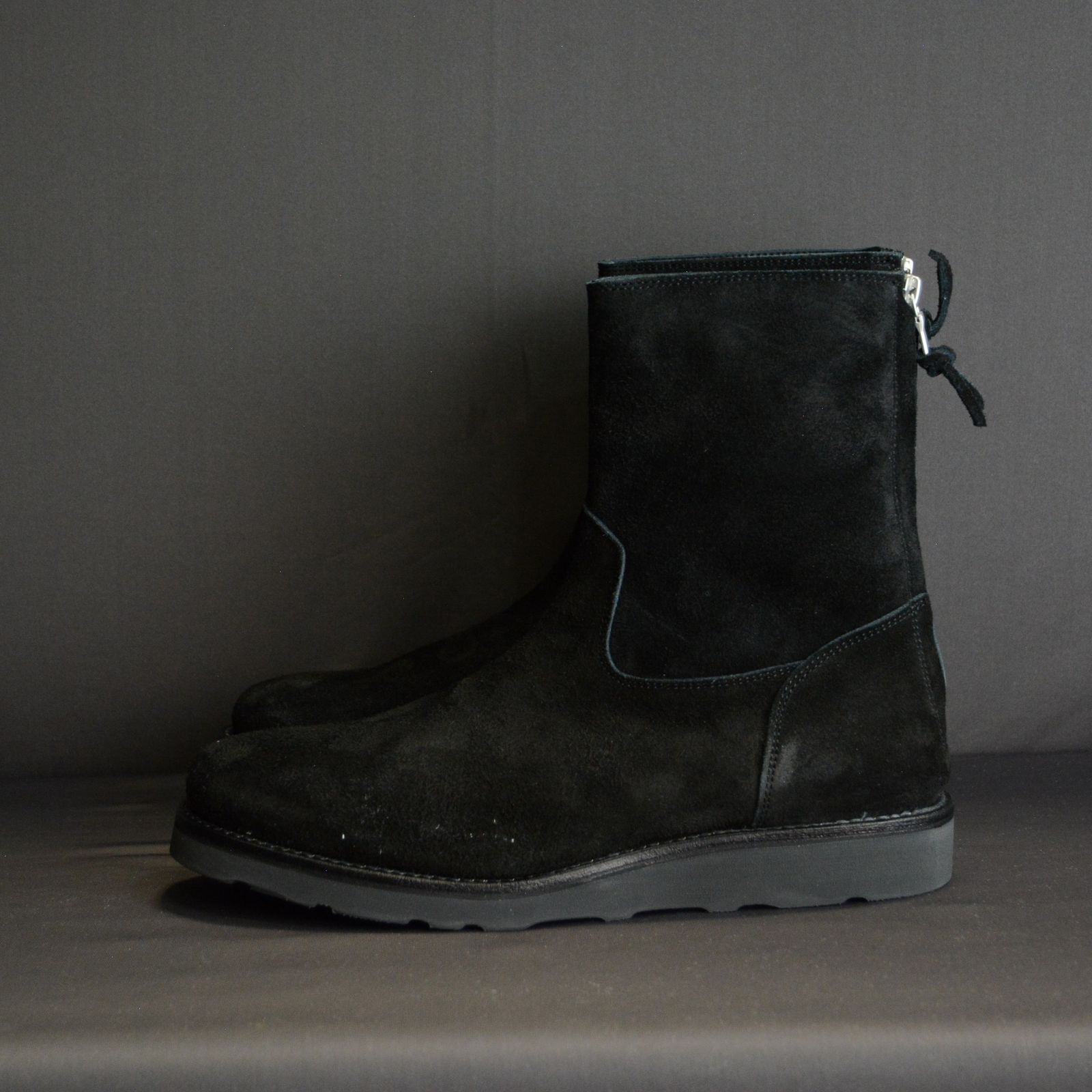 MINEDENIM - Suede Leather Back Zip Boots （BLACK） / スエード