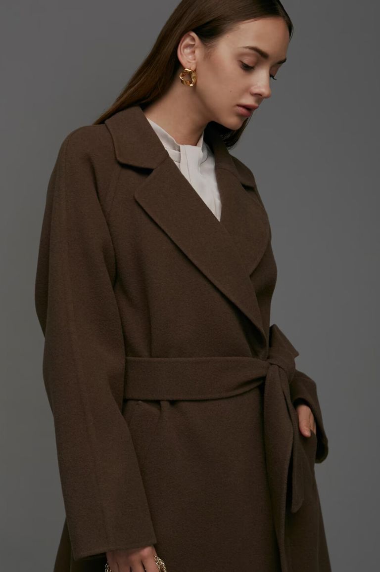 PINKY&DIANNE - ベルテッドリバーコート（ブラウン）羊毛 / カシミヤ