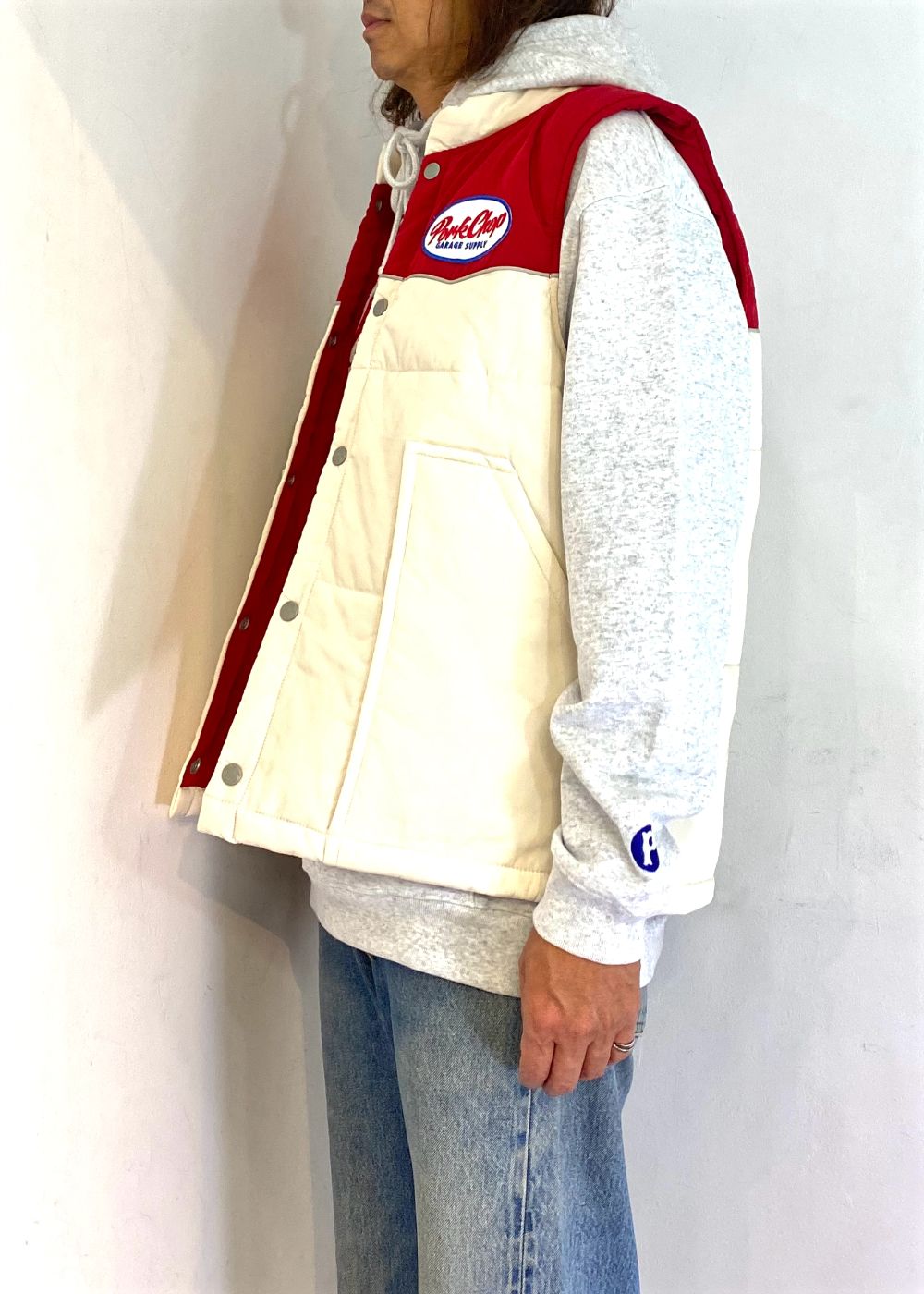 PORKCHOP GARAGE SUPPLY - RACING VEST (BEIGE×RED) / オリジナル