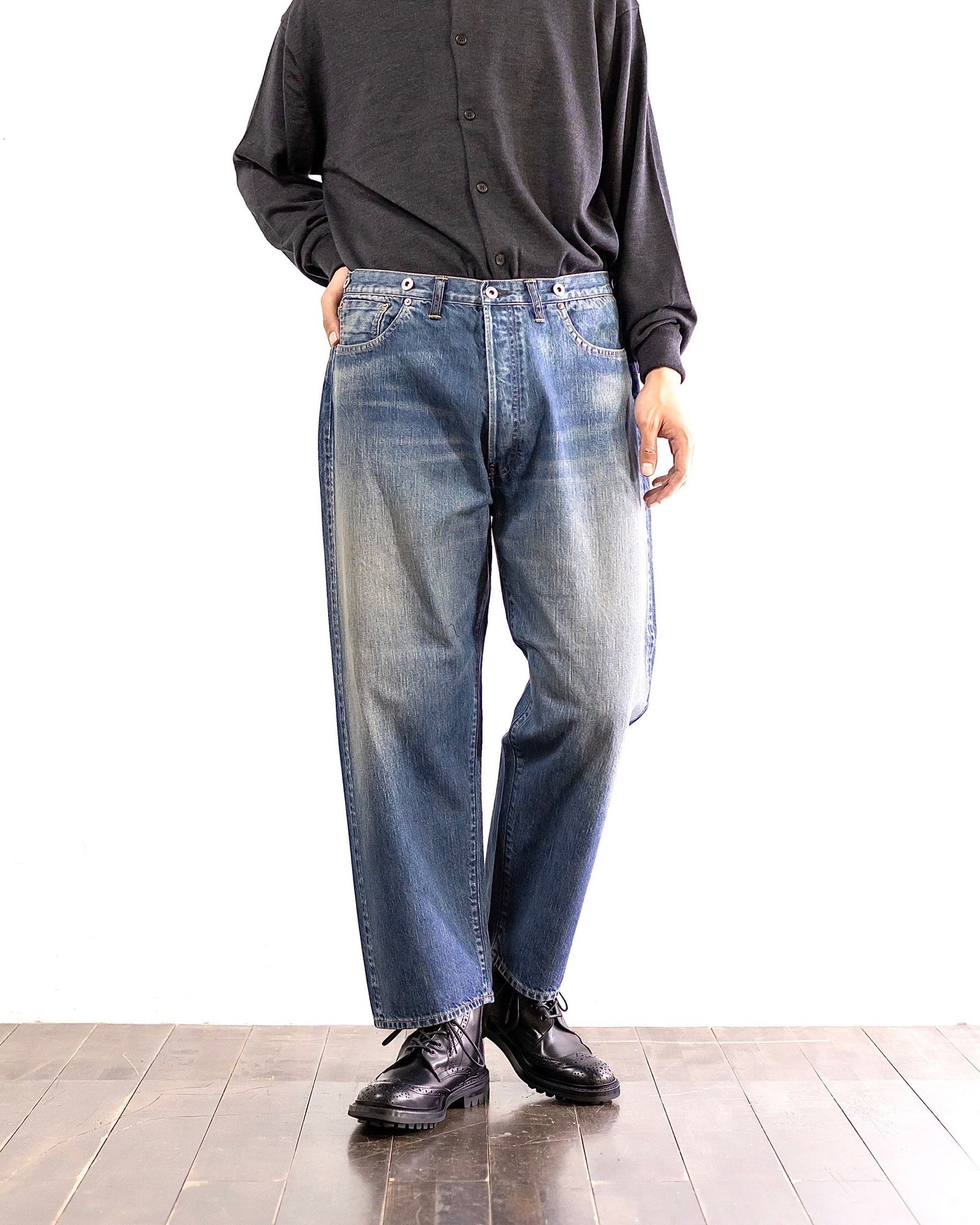 A.PRESSE - アプレッセNo.22 Washed Wide Denim Pants(AP-4003)INDIGO