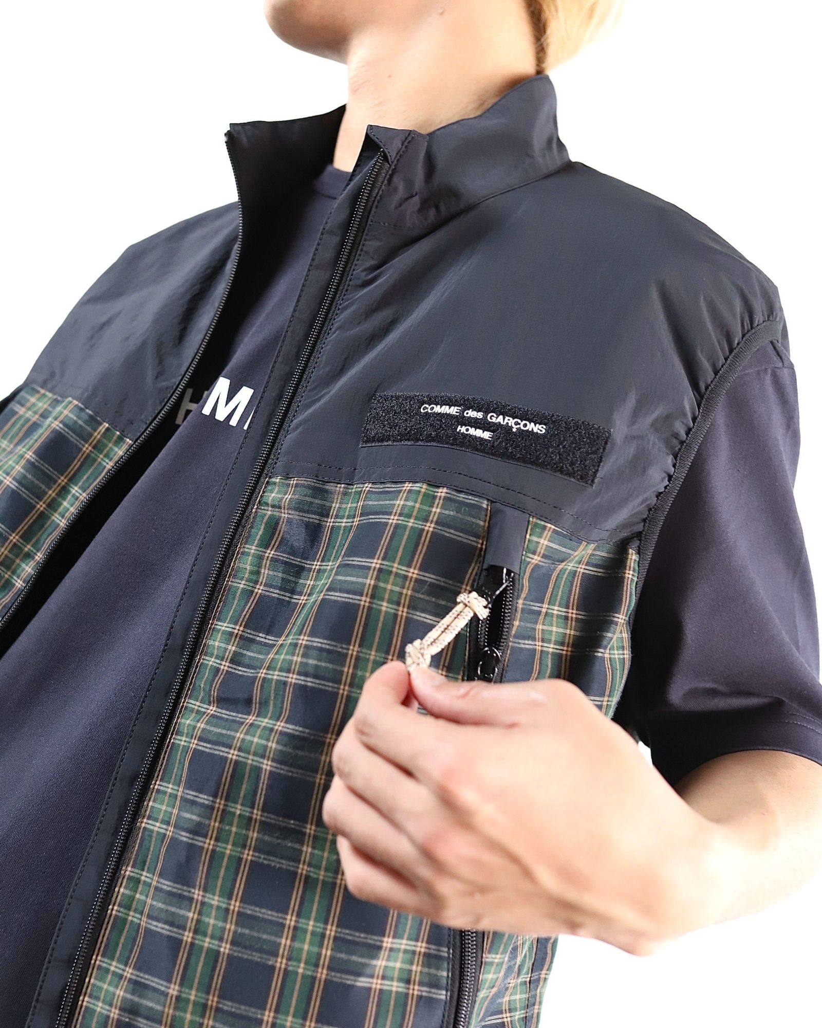 コムデギャルソンオム 24SS チェックジップアップベスト style 2024.4