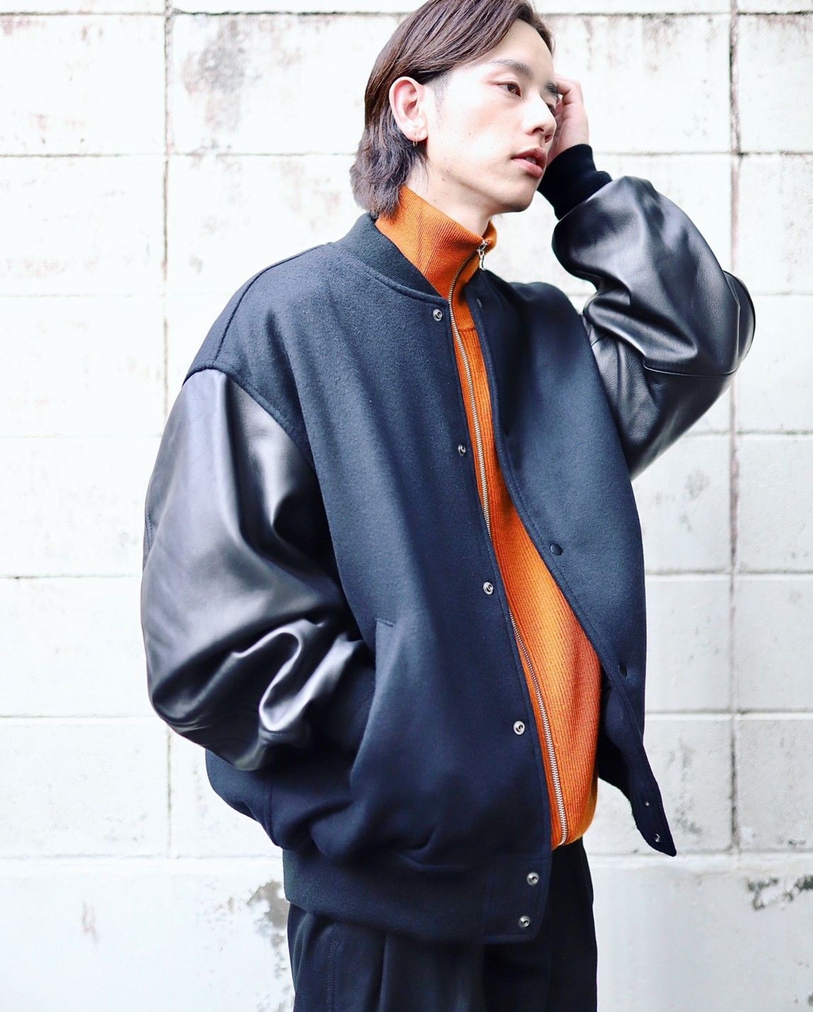 Graphpaper グラフペーパー 23AW Light Melton Stadium Jacketスタイル