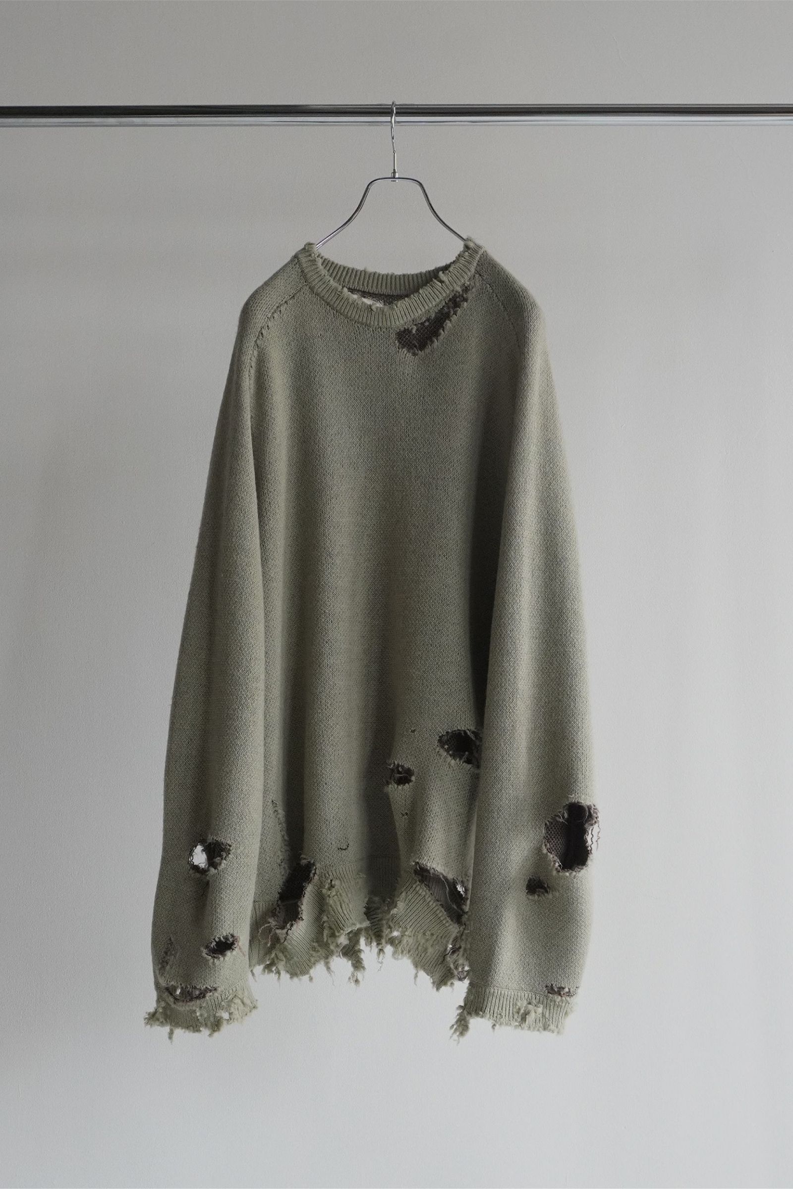 ANCELLM - DAMAGE KNIT | GREEN | ダメージニット | NapsNote