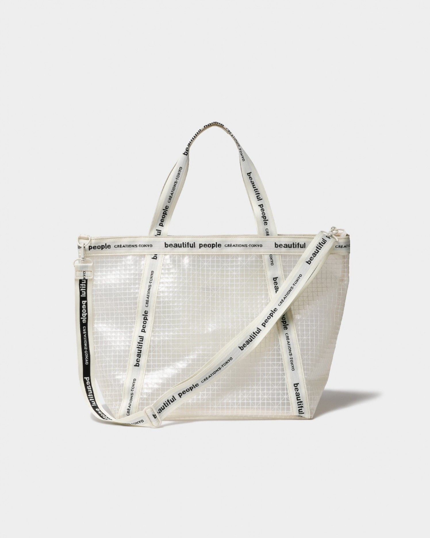 beautiful people - plaid vinyl logo tape bag L / ロゴテープバッグ