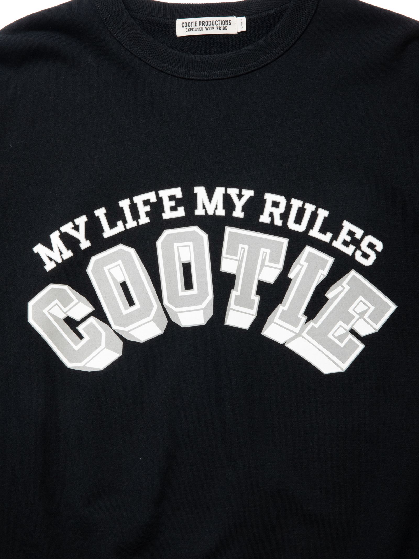 COOTIE PRODUCTIONS - Open End Yarn Print Sweat Crew / BLACK