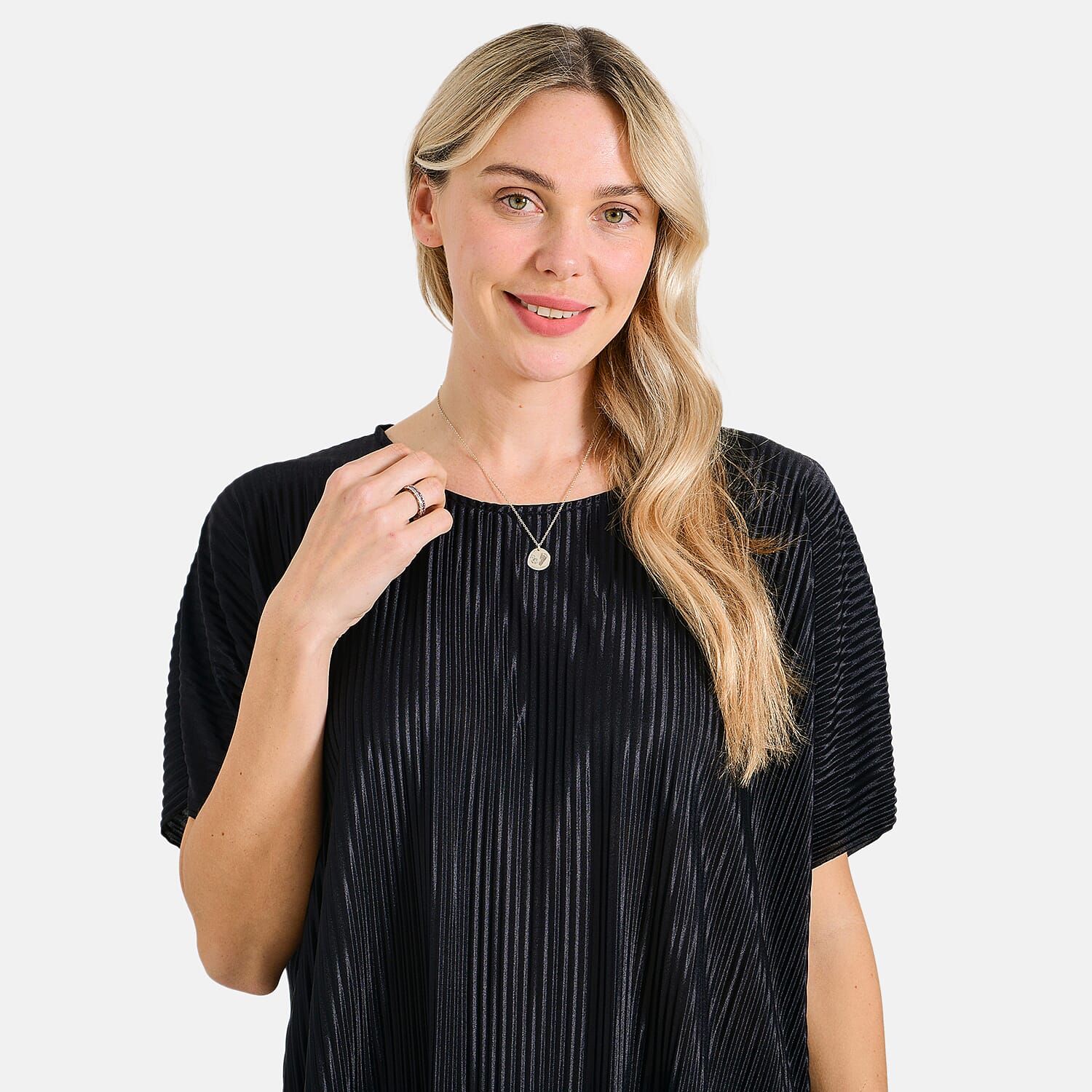 Buy Tamsy Black Solid 2 Piece Pleated Polyester Top and Bottom Set