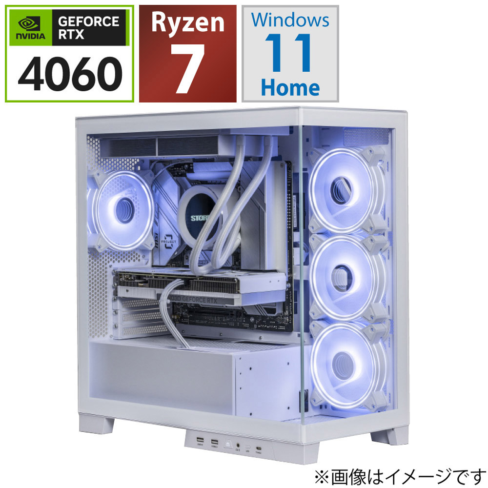 ゲーミングデスクトップパソコン ホワイト S297XB46[RTX4060] 【新界2