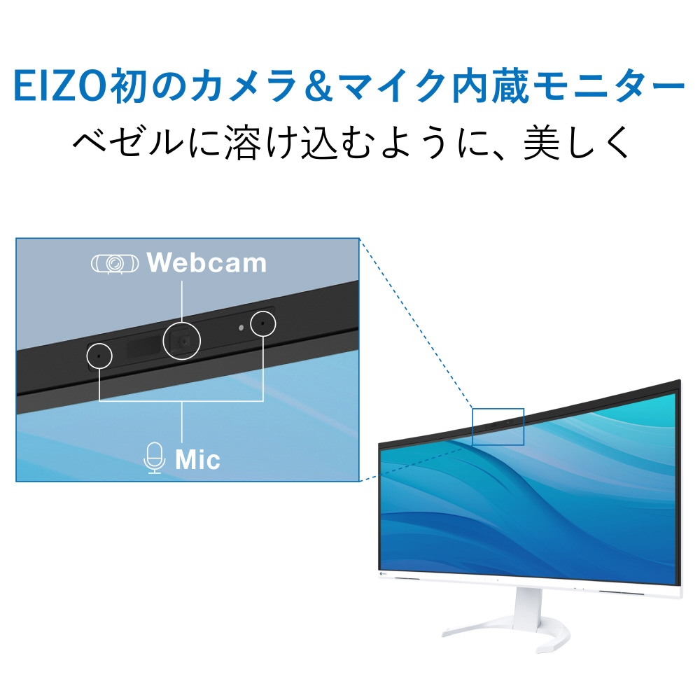 USB-C接続 PCモニター FlexScan Webカメラ&マイク内蔵 ブラック