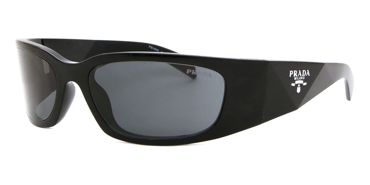 Prada PR A19S 1AB5S0 ラップアラウンド ブラック サングラス