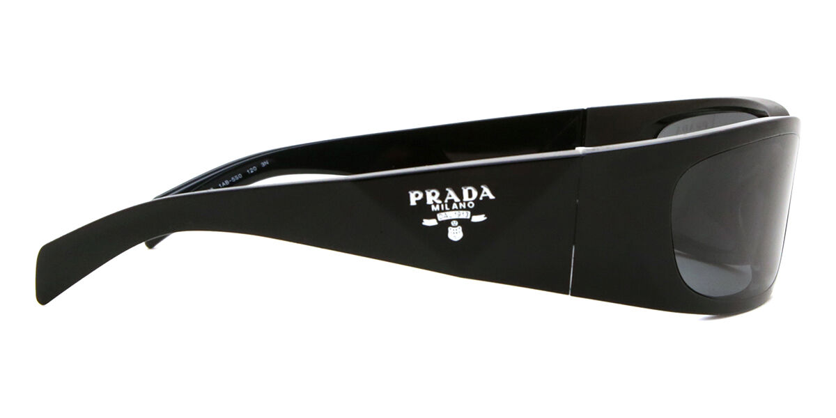 Prada PR A19S 1AB5S0 ラップアラウンド ブラック サングラス