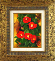 志村好子「椿」（赤）油彩・F0・絵画専門店ムナイ