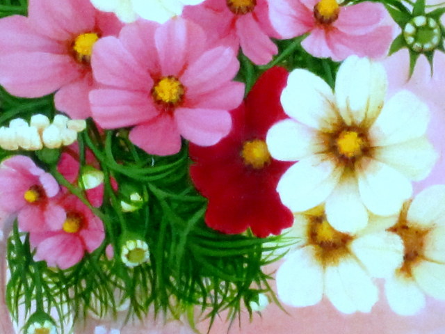 コスモスの絵画・志村好子「花心」油彩・F4