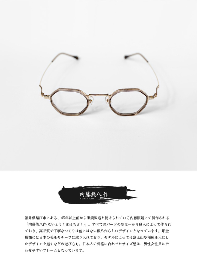 内藤熊八作 コンビネーション ポリゴンフレーム N-047S 日本製 鯖江