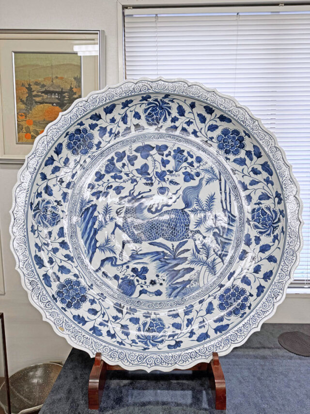 景徳鎮 青花麒麟文大皿 【商品番号m-so003】