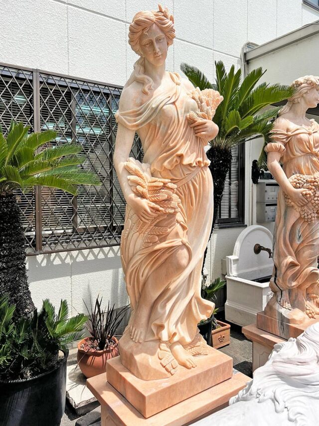 天然大理石彫刻 収穫のヴィーナス（秋） ピンク｜希少ピンク大理石