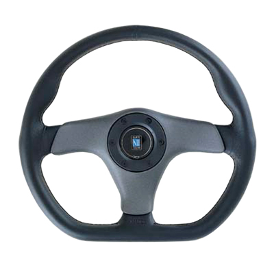 Nardi ステアリング 350mm ブラック/シルバー Nardi Basic 350mm Steering Wheel - Black Leather / Brushed Silver