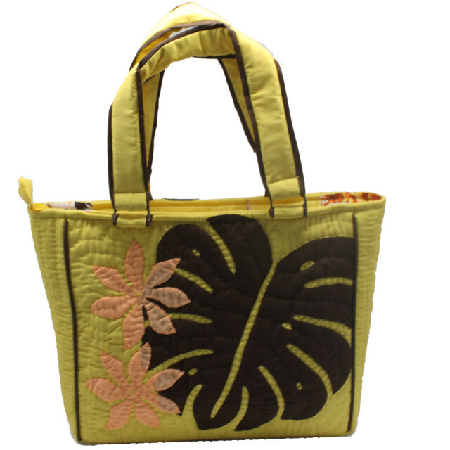 ハワイアンキルト バッグ モンステラ イエロー 人気 かわいい ギフト