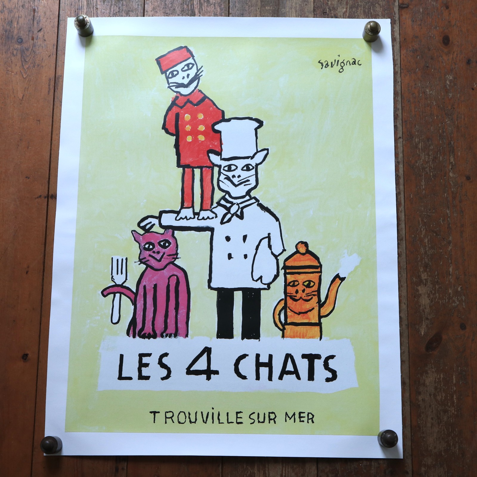 サヴィニャック 4匹のネコ ヴィンテージポスター LES 4 CHATS Savignac